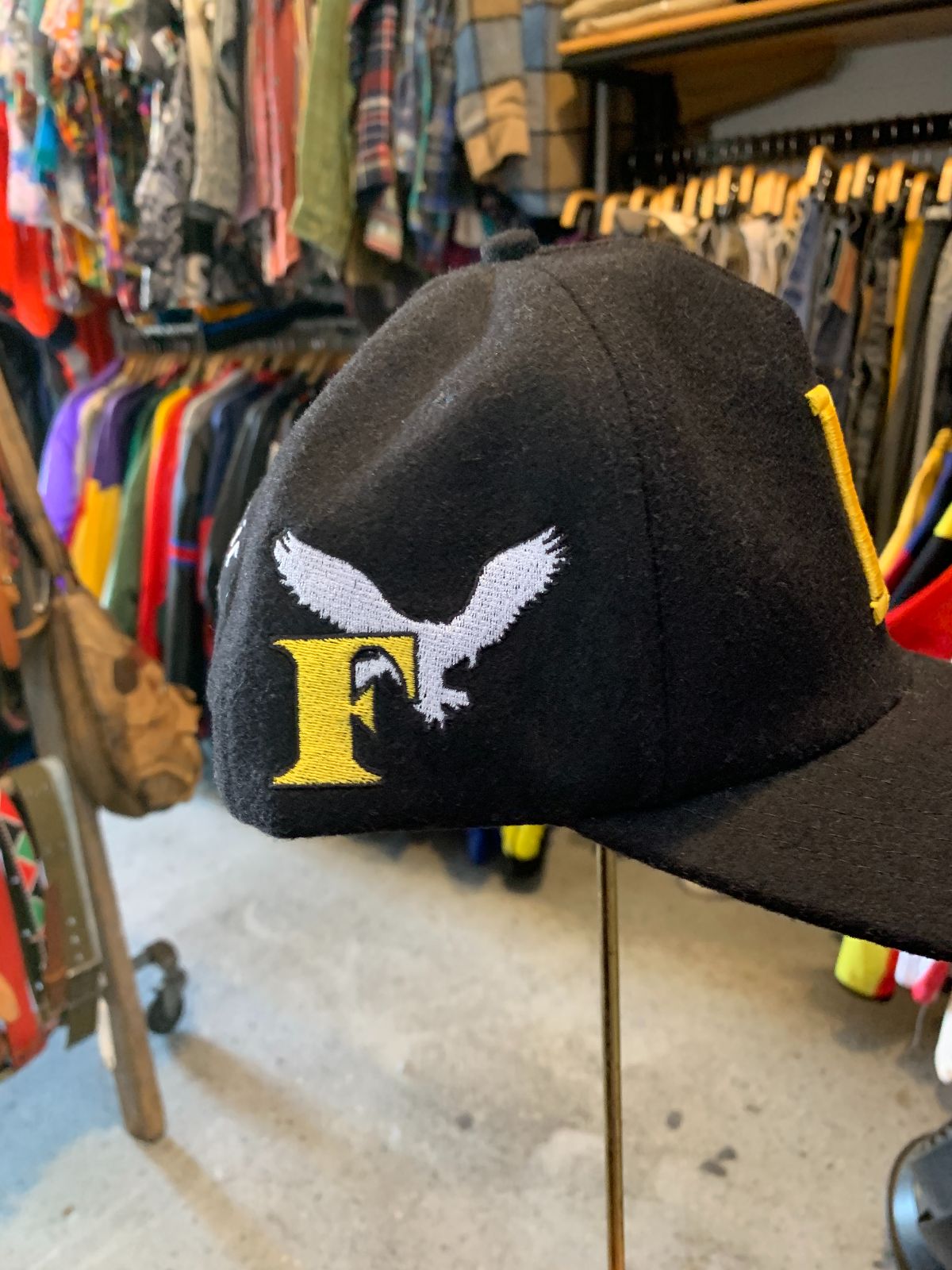 100% WOOL EMBROIDERED R LOGO RHUDE HAT, FUTURISTIC BACK LETTERING