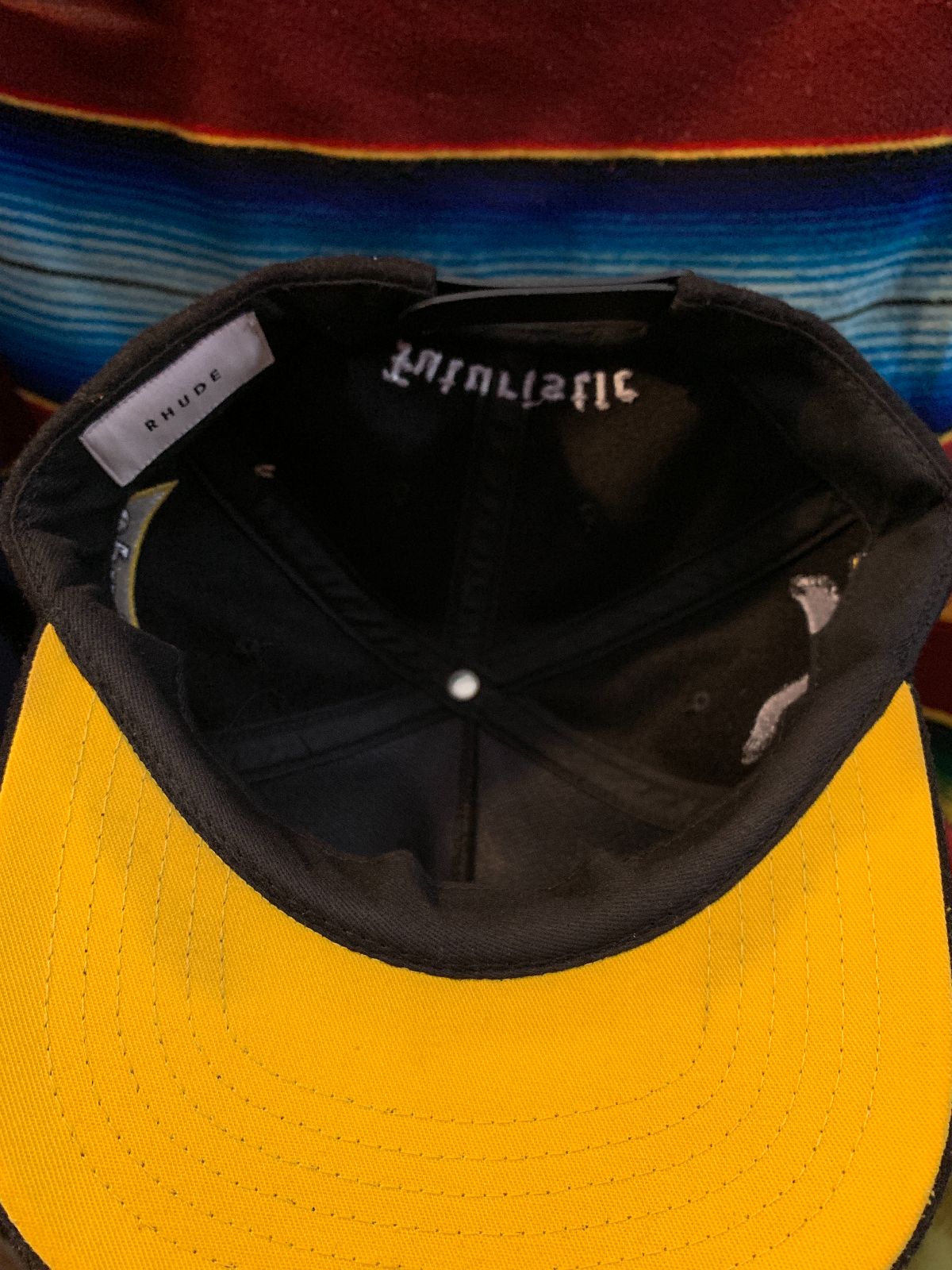 100% WOOL EMBROIDERED R LOGO RHUDE HAT, FUTURISTIC BACK LETTERING