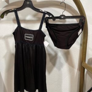 DYNAMITE *DEADSTOCK* EMBROIDERED DYNAMITE LINGERIE SET CAMISOLE & PANTIES SET in BLACK