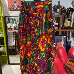 WOW! NEON! COLORFUL GEOMETRIC FLOWER POWER MAXI SKIRT in PURPLE, RED, YELLOW