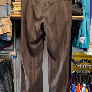 JOE BENBASSET Y2K LOW RISE STRIPED STRAIGHT LEG TROUSERS WITH HEM CUFFING in BROWN