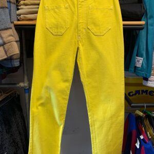 LYKKE WULLF BRIGHT! LEMON YELLOW HEAVY COTTON CANVAS STRAIGHT LEG WORKWEAR JEANS in YELLOW