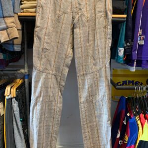 MENSWEAR BY LOB LATE 1990S LOW RISE PLAID BOOTCUT PANTS in TAUPE, TAN