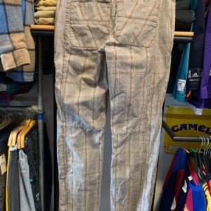 MENSWEAR BY LOB LATE 1990S LOW RISE PLAID BOOTCUT PANTS in TAUPE, TAN