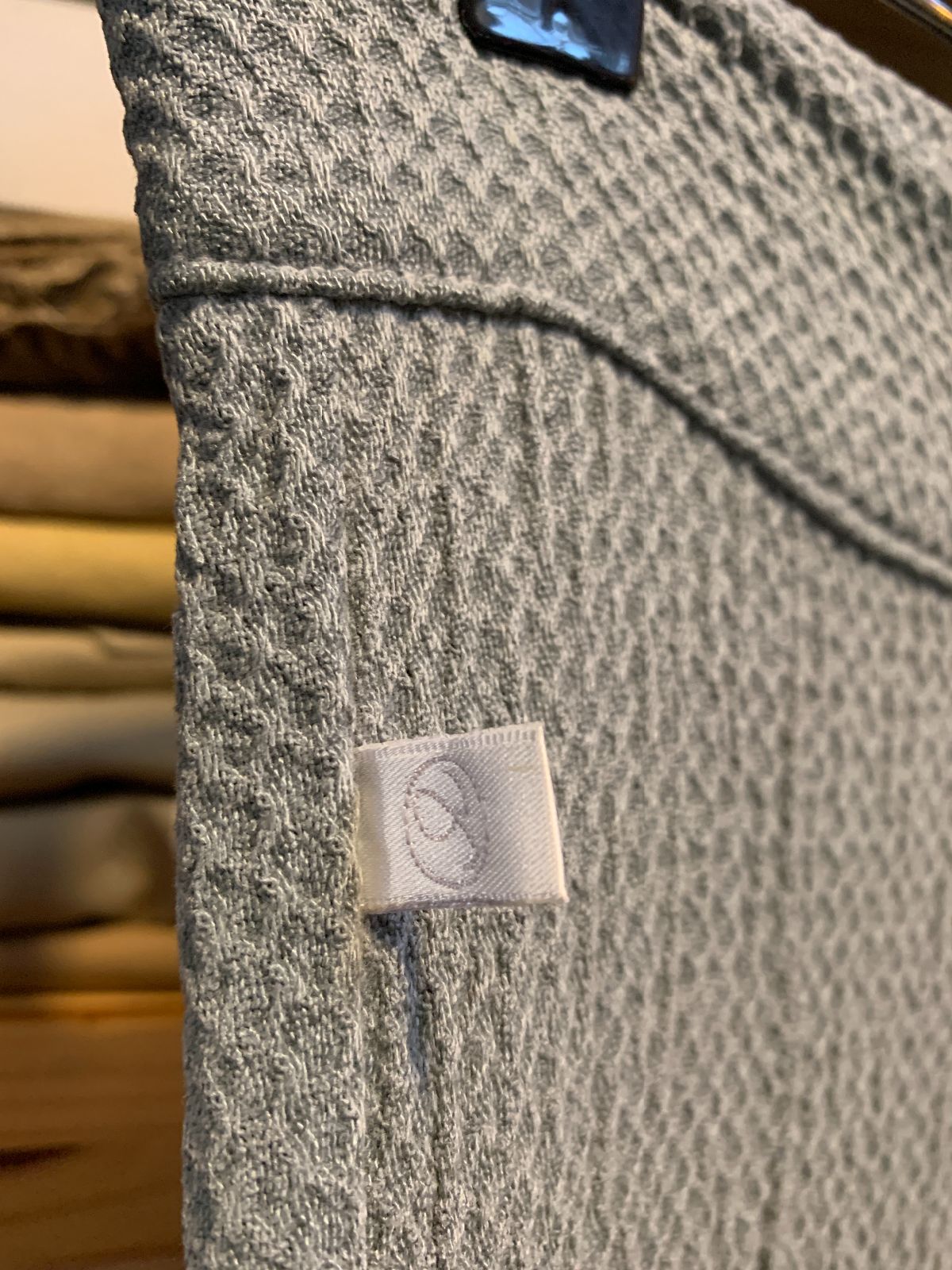 YANA K *LOCAL DESIGNER* Y2K LOWRISE WAFFLE KNIT CARGO FLARE PANTS in SAGE GREEN