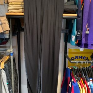 CAROLE LITTLE 1990S SLINKY RAYON FLOWY LEG PLEATED TROUSERS, ELASTIC WAIST in BLACK