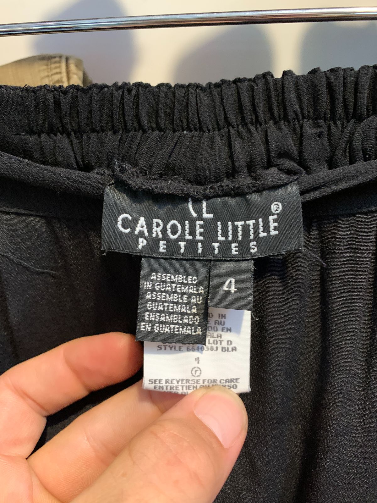 CAROLE LITTLE 1990S SLINKY RAYON FLOWY LEG PLEATED TROUSERS, ELASTIC WAIST in BLACK