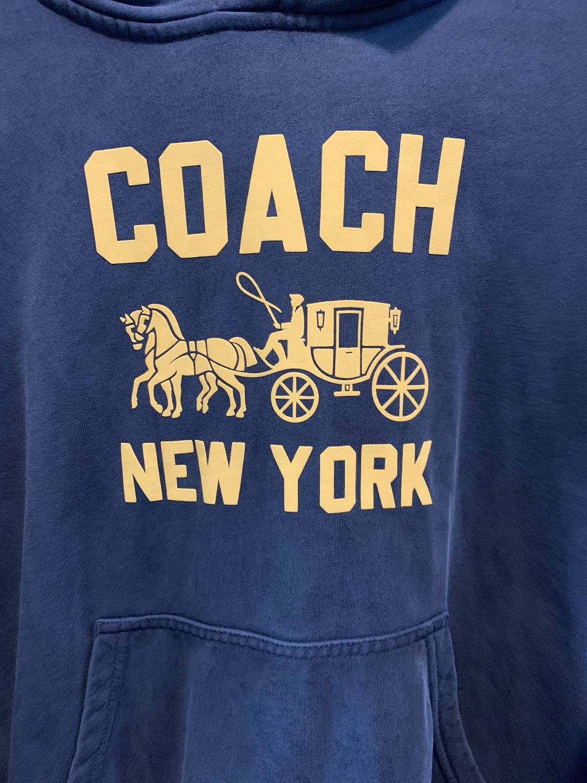 COACH *AS-IS* HOODED COACH LOGO FRENCH TREEY PULLOVER SWEATSHIRT in CHARCOAL BLACK