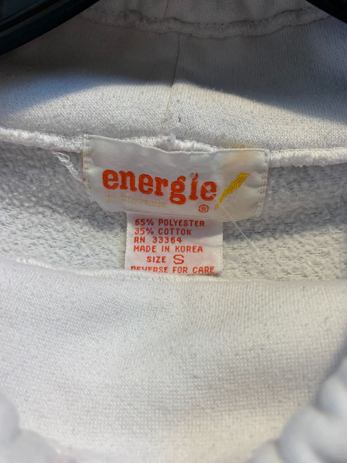 ENERGIE *AS-IS* 1990S CROPPED BOXY FIT BOLD STRIPED HIGH NECK SWEATSHIRT in WHITE, TEAL
