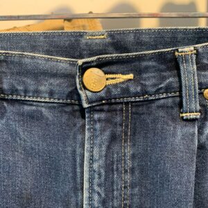 LEE NICE! SOFT DARK WASH JAPANESE CUT WIDER LEG DENIM JEANS CONTRAST STITCHING in BLUE