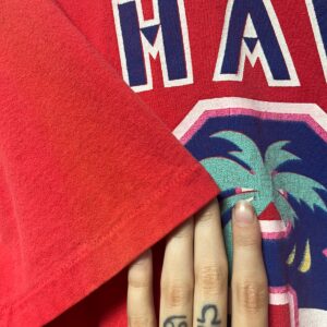 STEDMAN 100% COTTON HAWAII 88 PALM TREES SINGLE STITCH T-SHIRT in RED