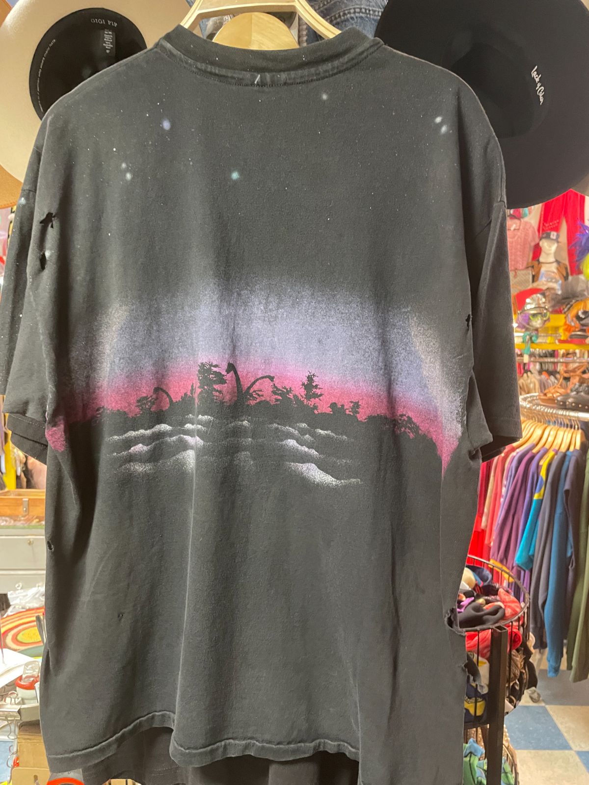 *AS-IS* THRASHED! T-REX ALLOVER PRINT T-SHIRT in BLACK