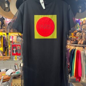 KENZO NWT KENZO PARIS! BOLD GRAPHIC T SHIRT DRESS WITH LAYERED MESH in BLACK, RED, YELLOW