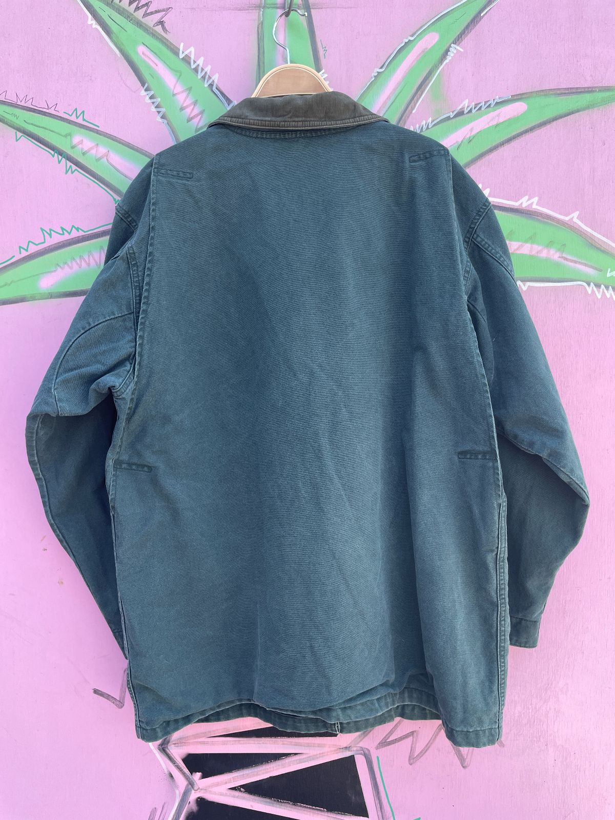 LL BEAN LL BEAN BUTTON UP CHORE JACKET W/ CORDUROY COLLAR in GREEN