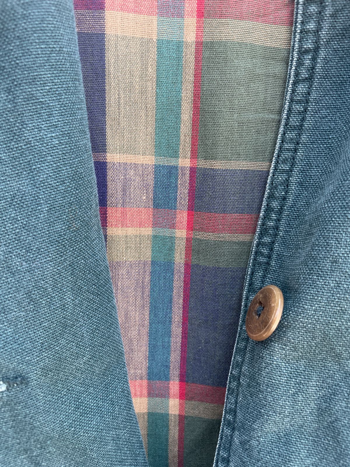 LL BEAN LL BEAN BUTTON UP CHORE JACKET W/ CORDUROY COLLAR in GREEN