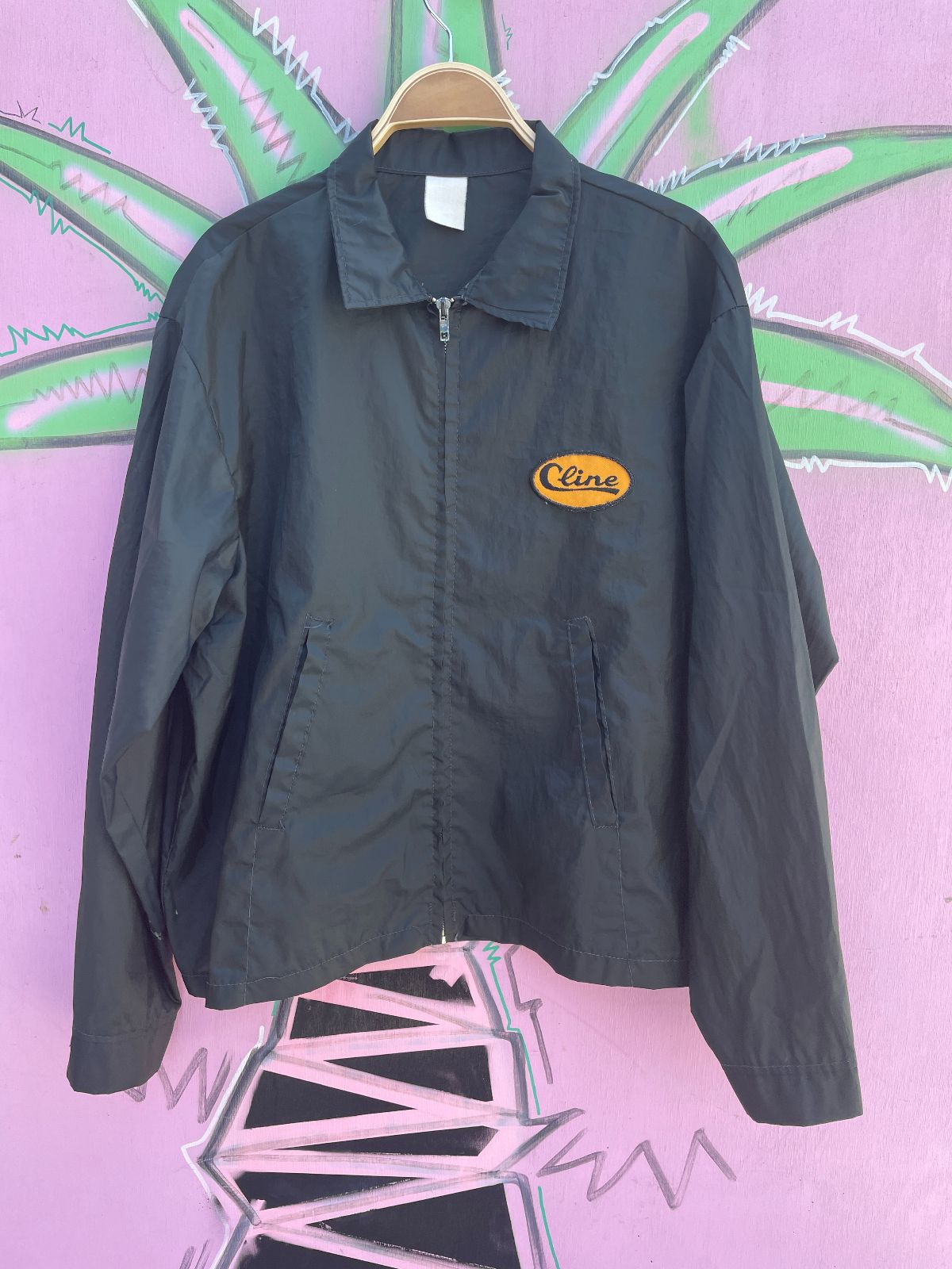 CLINE CLINE ZIP UP WINDBREAKER JACKET in BLACK