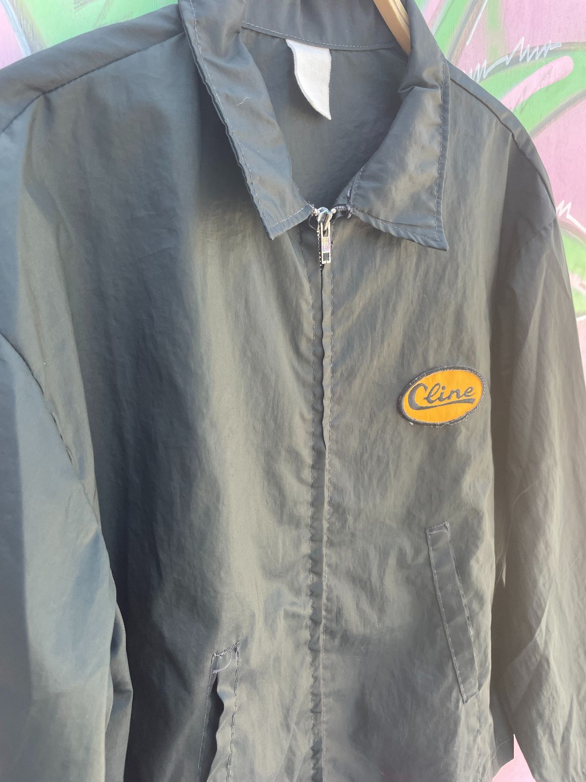 CLINE CLINE ZIP UP WINDBREAKER JACKET in BLACK