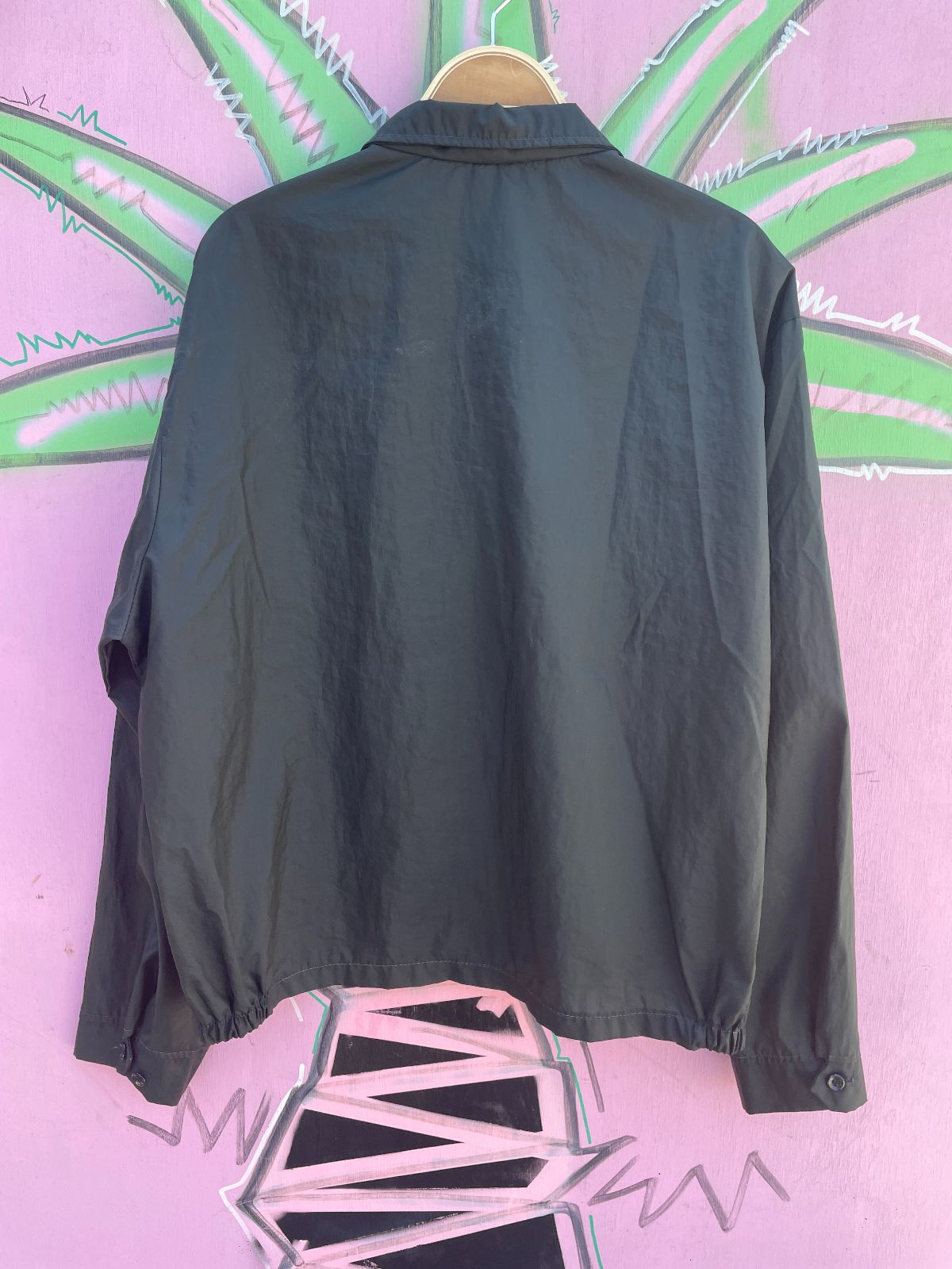 CLINE CLINE ZIP UP WINDBREAKER JACKET in BLACK