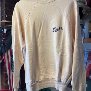 STROH'S NICE! CLASSIC STROHS BEER LOGO RAGLAN CREWNECK SWEATSHIRT in WHITE, CREME