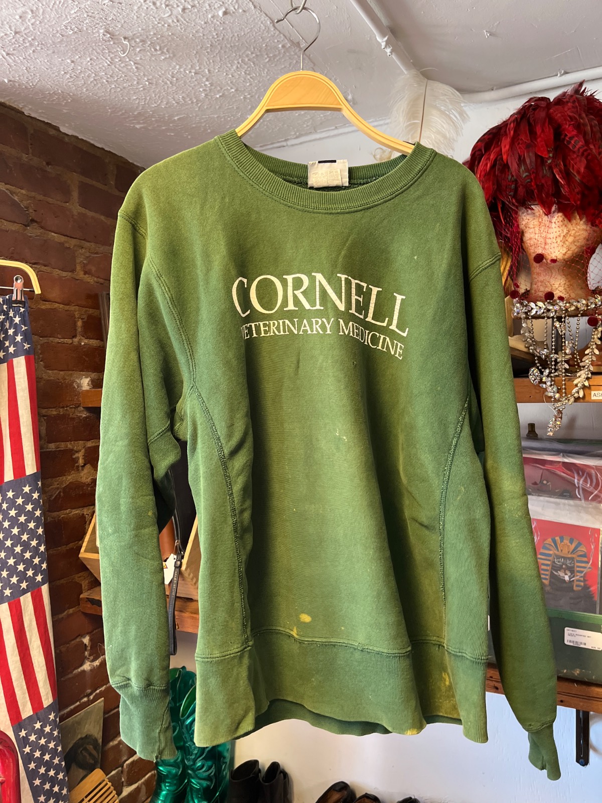 LEE AS-IS CORNELL VETERINARY MEDICINE GREEN SWEATSHIRT in GREEN, WHITE