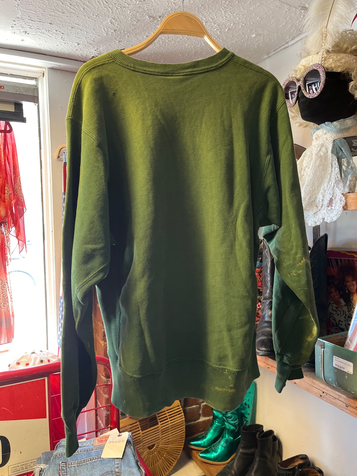 LEE AS-IS CORNELL VETERINARY MEDICINE GREEN SWEATSHIRT in GREEN, WHITE