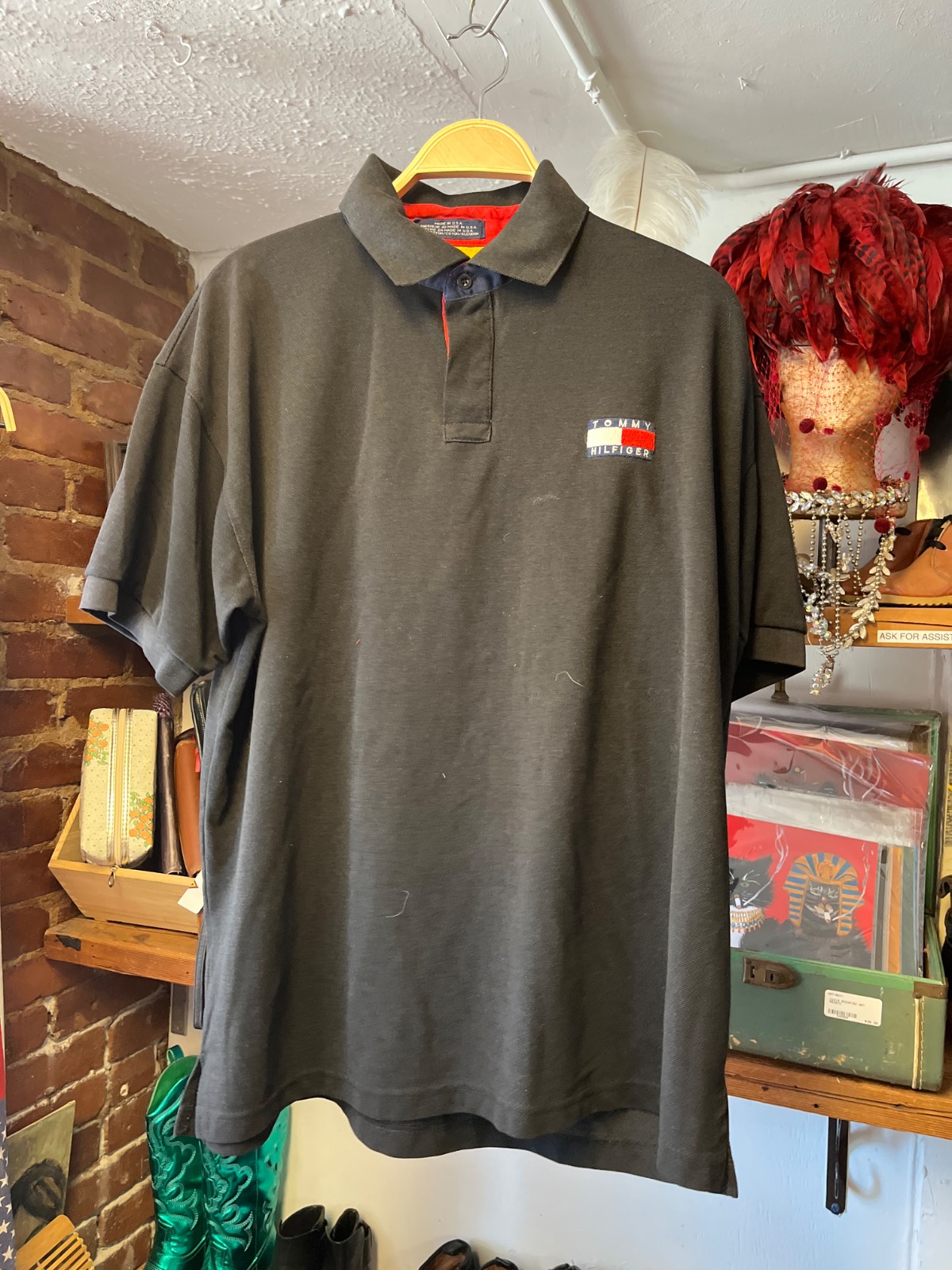 TOMMY HILFIGER TOMMY HILFIGER BLACK POLO SHIRT WITH LOGO PATCH in BLACK, RED, WHITE, BLUE