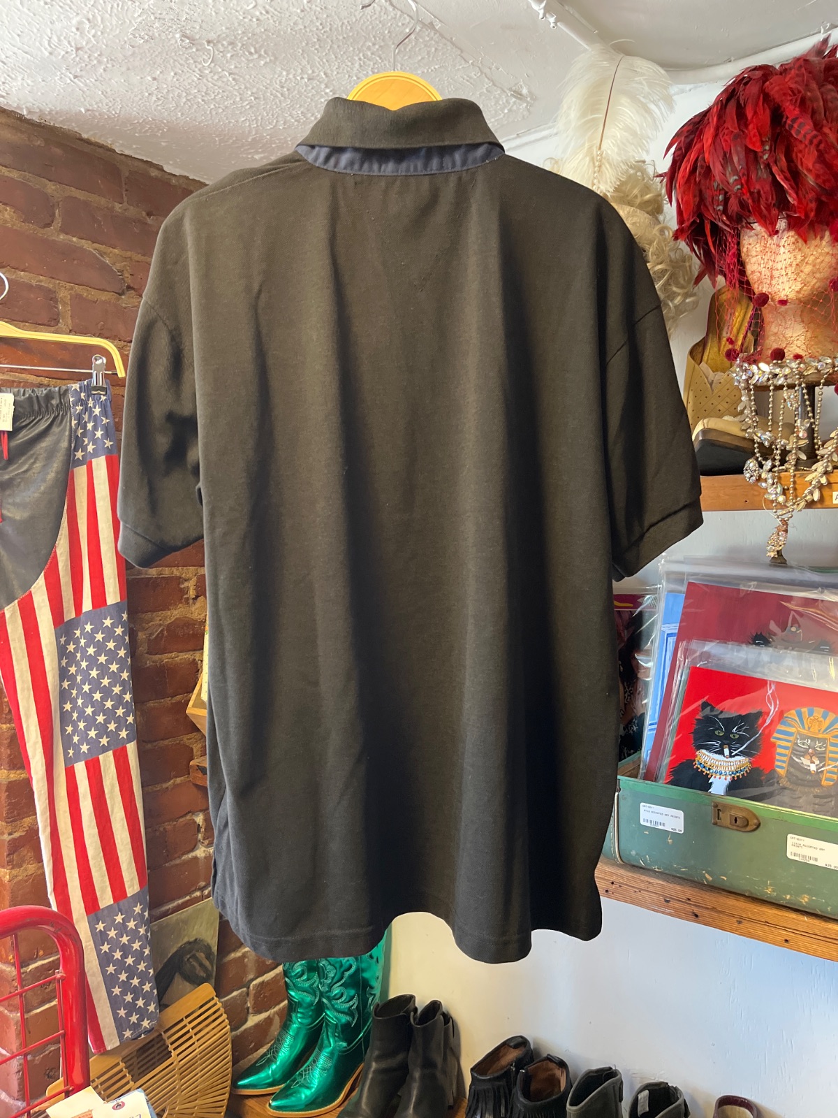 TOMMY HILFIGER TOMMY HILFIGER BLACK POLO SHIRT WITH LOGO PATCH in BLACK, RED, WHITE, BLUE