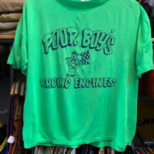 MILLER FUN! NEON! POOR BOYS RACING ENGINES AMERICANA GRAPHIC SINGLE STITCH T-SHIRT in GREEN, BLUE