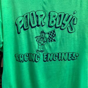 MILLER FUN! NEON! POOR BOYS RACING ENGINES AMERICANA GRAPHIC SINGLE STITCH T-SHIRT in GREEN, BLUE