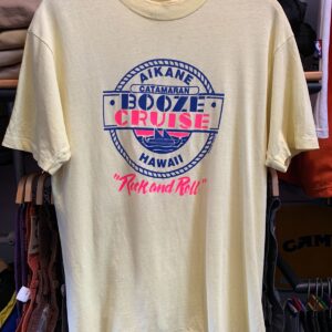 HANES AIKANE HAWAII NEON CATAMARAN BOOZE CRUISE GRAPHIC SINGLE STITCH T-SHIRT in YELLOW, BLUE, PINK