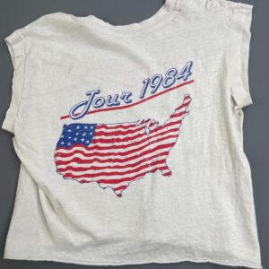 *AS-IS* 1980S JOHN COUGAR MELLENCAMP 1984 TOUR CROPPED RINGER TEE in WHITE