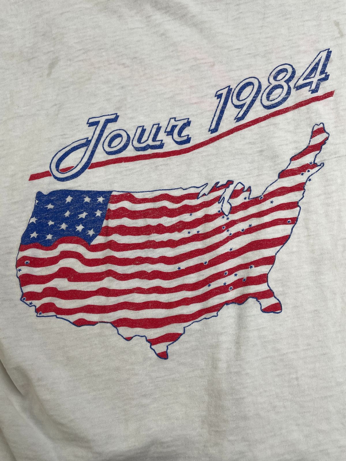 *AS-IS* 1980S JOHN COUGAR MELLENCAMP 1984 TOUR CROPPED RINGER TEE in WHITE