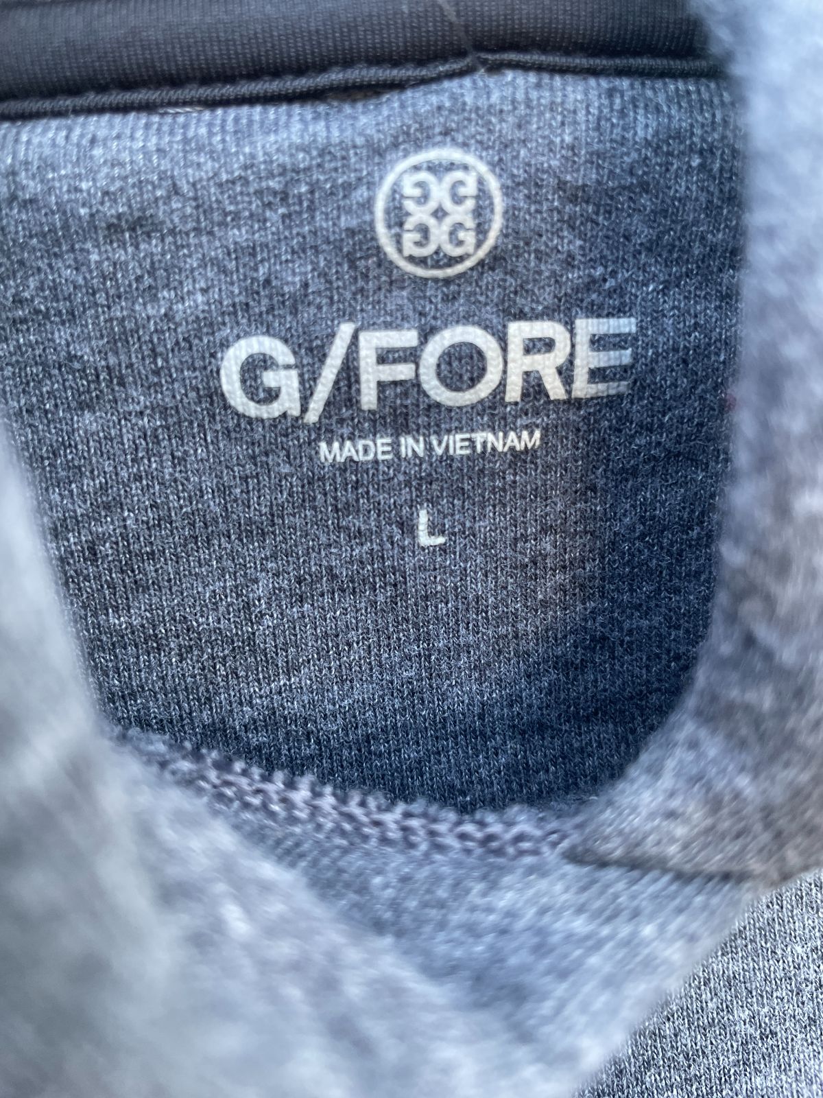 G/FORE G/FORE HOODED FRENCH TERRY SWEATSHIRT W/ FLOCKED LOGO in GRAY