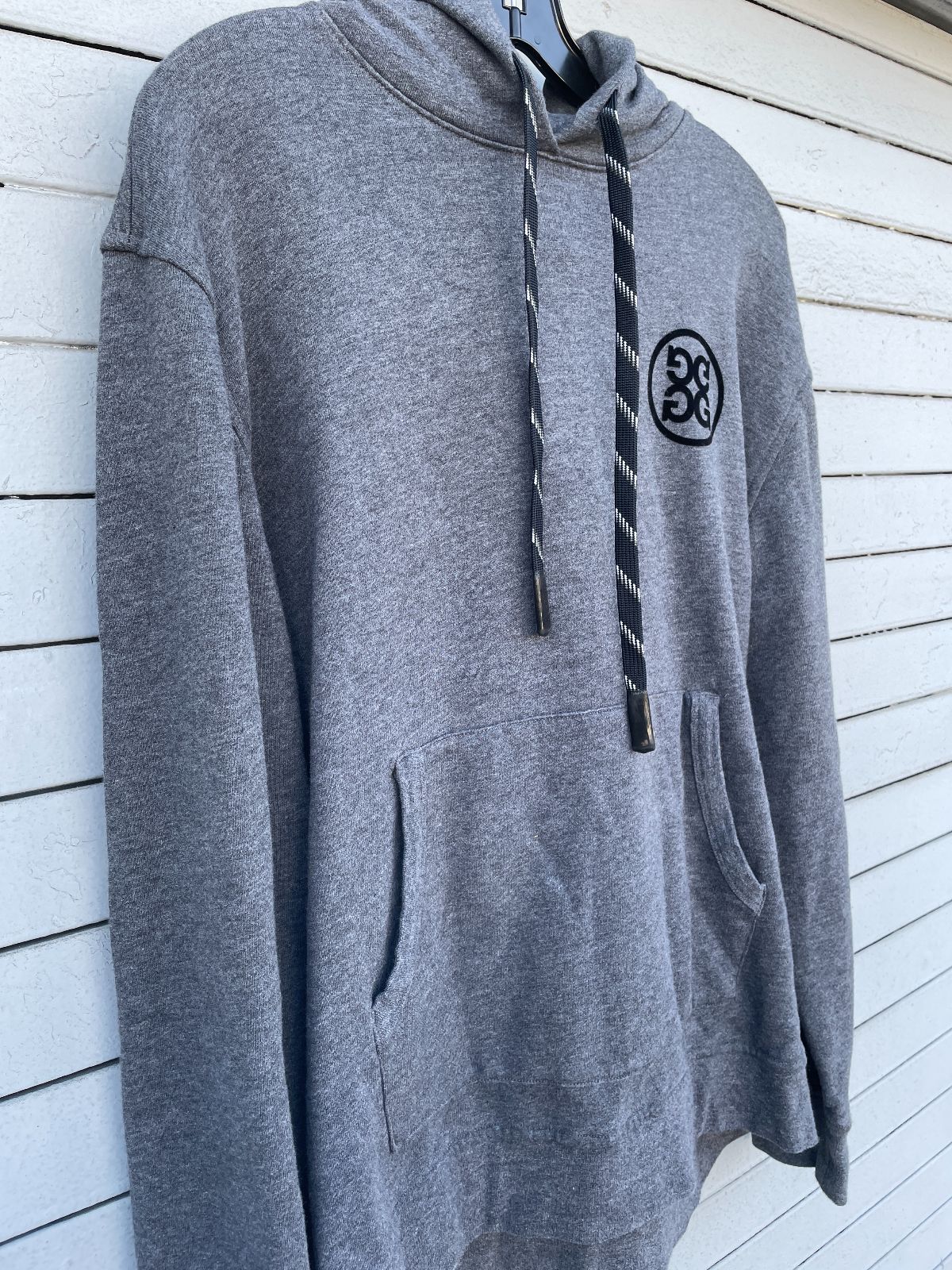 G/FORE G/FORE HOODED FRENCH TERRY SWEATSHIRT W/ FLOCKED LOGO in GRAY