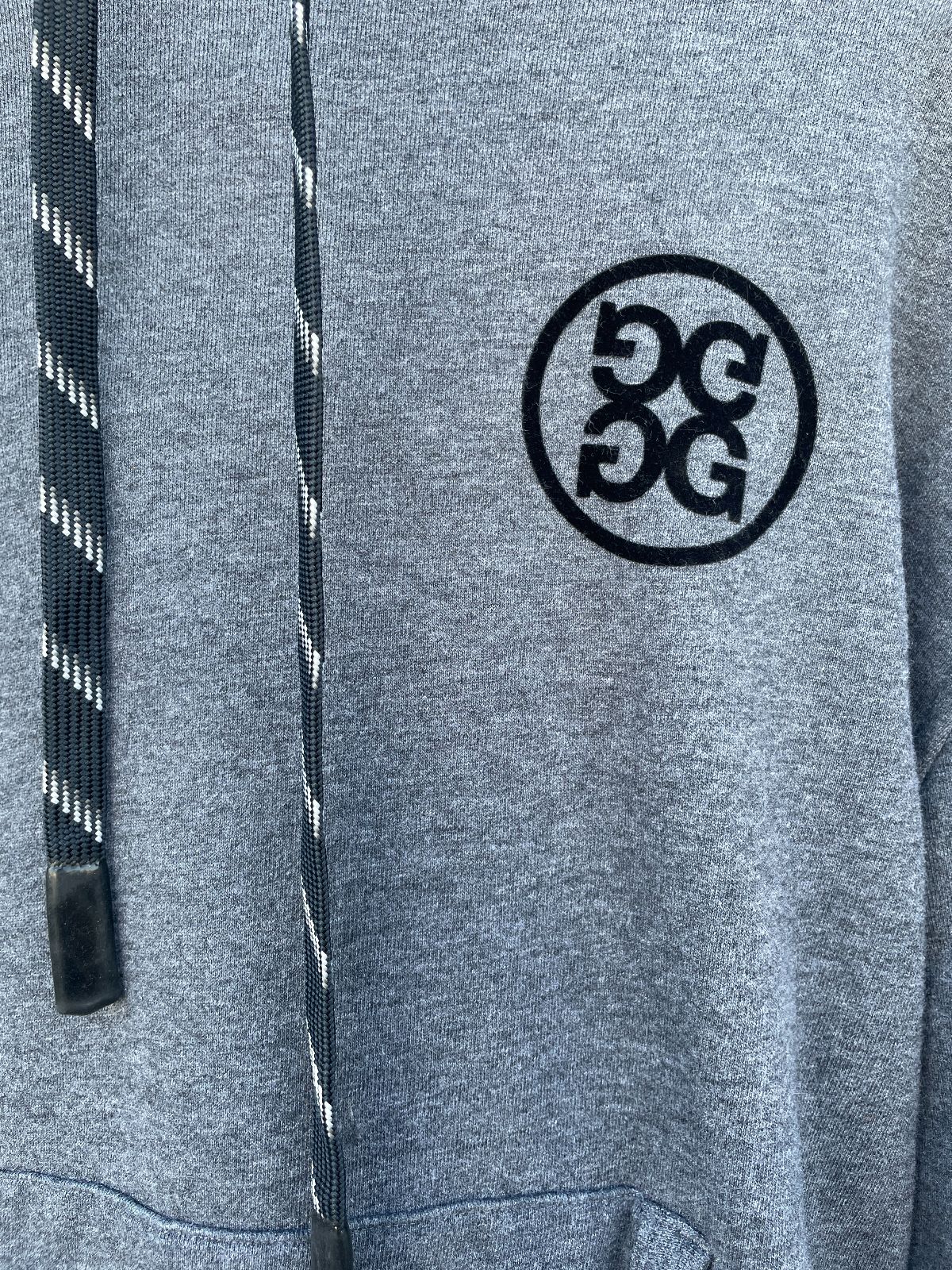 G/FORE G/FORE HOODED FRENCH TERRY SWEATSHIRT W/ FLOCKED LOGO in GRAY