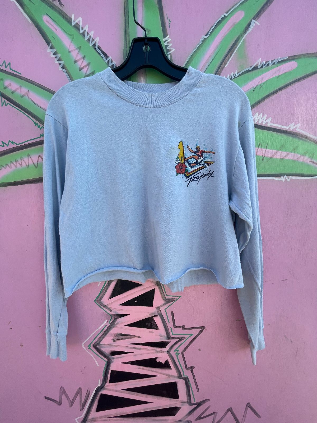 TROPIX AS-IS TROPIX CROPPED LONG SLEEVE T-SHIRT in LIGHT BLUE