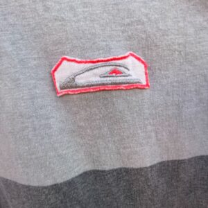 QUIKSILVER 1990S GREY STRIPED QUIKSILVER HENLEY in GREY, PINK