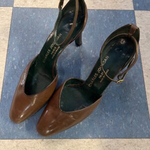 CHARLES JOURDAN CHARLES JOURDAN BROWN LEATHER WOMEN'S HEELS WITH ANKLE STRAPS in BROWN, BLACK