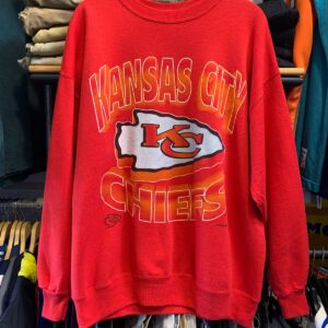 ARTEX 1990S KANSAS CITY CHIEFS CREWNECK PULLOVER SWEATSHIRT in RED, WHITE, ORANGE