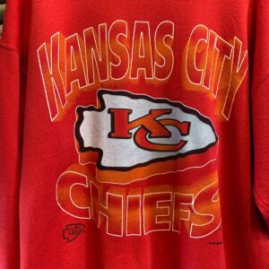ARTEX 1990S KANSAS CITY CHIEFS CREWNECK PULLOVER SWEATSHIRT in RED, WHITE, ORANGE