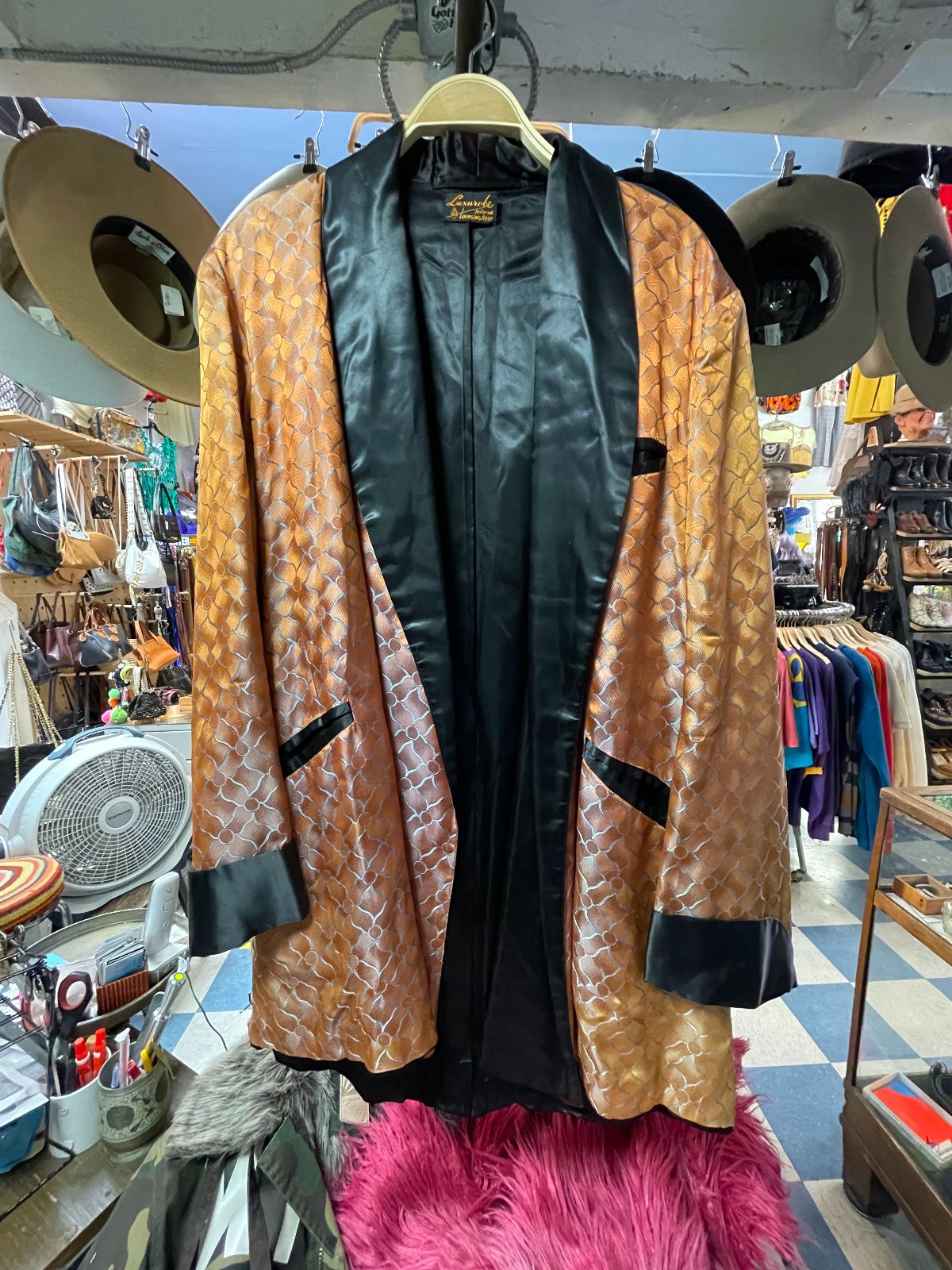 1950S LUXUROBE TAILORED LOUNGING ROBE SMOKING JACKET