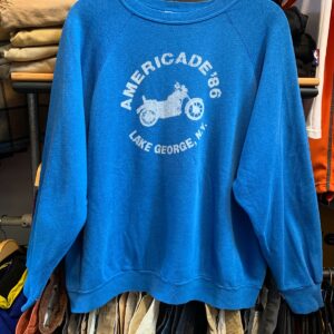TULTEX 1986 AMERICADE MOTORCYCLE LAKE GEORGE NY PULLOVER SWEATSHIRT in BLUE