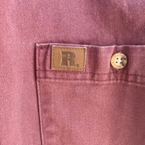 WRANGLER 1990S TWILL BUTTON UP HEAVY COTTON WORK SHIRT WITH DUAL CHEST POCKETS in BROWN, RED