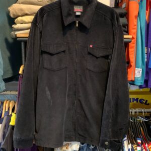 QUICKSILVER AS-IS NICE! 1990S MADE IN MACAU ZIP-UP BRUSHED CORDUROY JACKET in BLACK