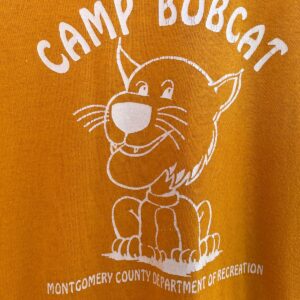 1970S-80S CAMP BOBCAT GRAPHIC SINGLE STITCH 50/50 T-SHIRT in YELLOW