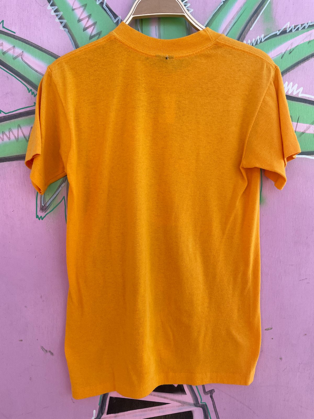 1970S-80S CAMP BOBCAT GRAPHIC SINGLE STITCH 50/50 T-SHIRT in YELLOW