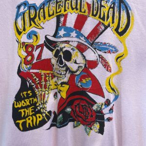 GILDAN AWESOME BOOTLEG 1987 GRATEFUL DEAD ITS WORTH THE TRIP TOUR T-SHIRT in PINK