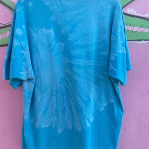 BLEACH DYED SINGLE STITCH POCKET TEE T-SHIRT in BLUE, WHITE