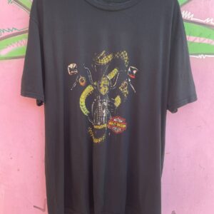 BOOTLEG HARLEY DAVIDSON SNAKE ON BIKE GRAPHIC T-SHIRT in BLACK