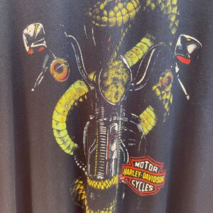 BOOTLEG HARLEY DAVIDSON SNAKE ON BIKE GRAPHIC T-SHIRT in BLACK